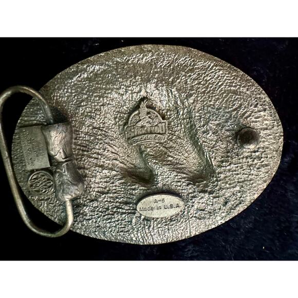 VINTAGE 1991 SISKIYOU BUCKLE CO. USA TURQUOISE ENAMEL DOUBLE HORSE BELT BUCKLE main image 7